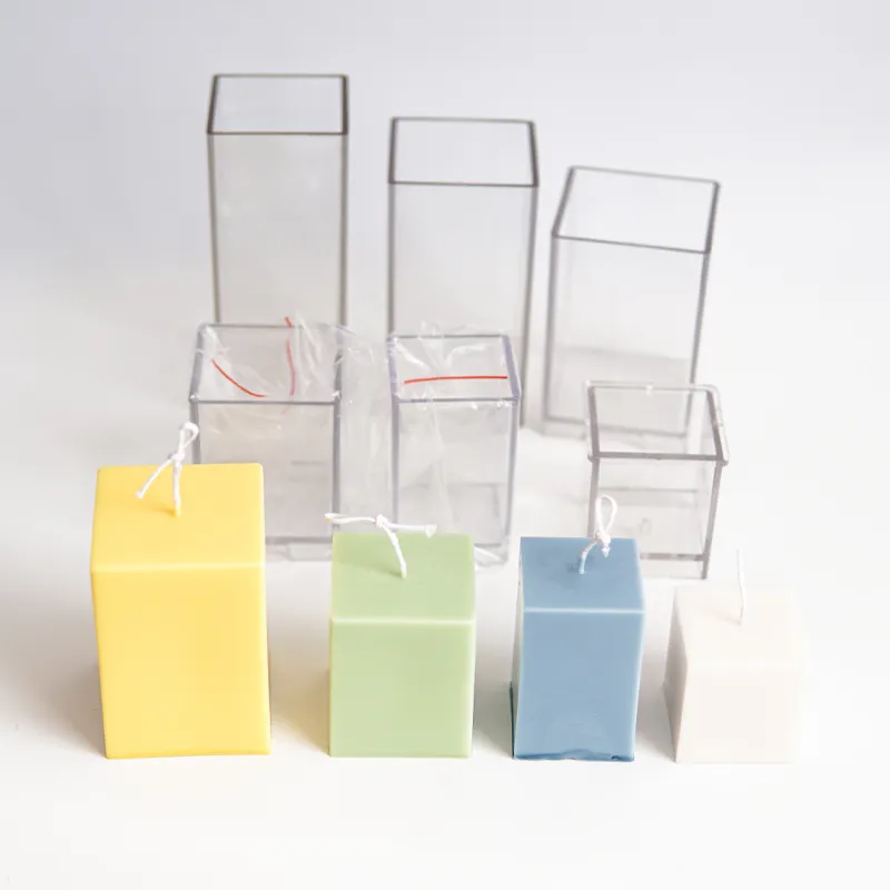Bougie carrée moule Cube moule en plastique bricolage maison aromathérapie Kit de fabrication 220721