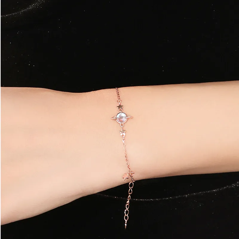 Moonstone Planet Tassel Star Bracelet Bangle For Women Girls Party Jewelry