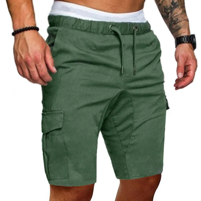 Pantaloncini casual da uomo Beach Coulisse Cargo militare Elastico in vita Pantaloni da jogger multitasche 220318