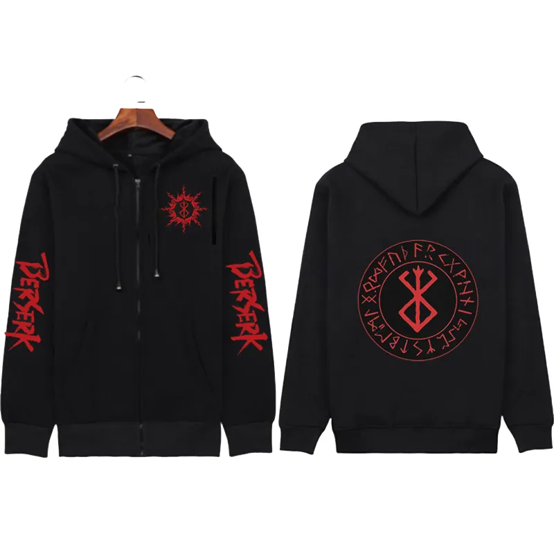 Otoño Invierno Zip Coat Sudadera con capucha Moda Sudadera Harajuku Anime Berserk Cool Loog Manga Hombres Mujeres Chaquetas Ropa Harajuku Puck 220815