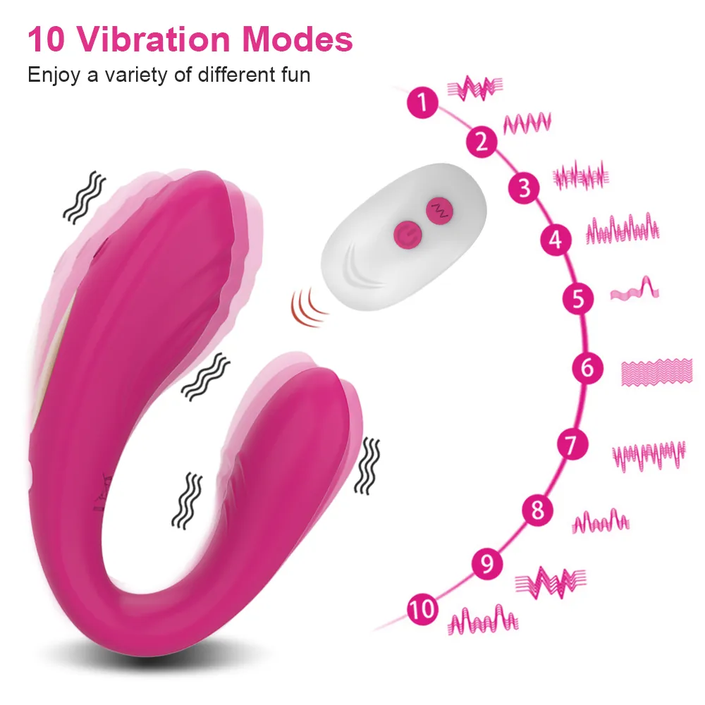 Erotisk trådlös vi delar vibe fjärrkontroll u form dildo vibrator g spot clitoris stimulator par vuxna sexiga leksaker för kvinna