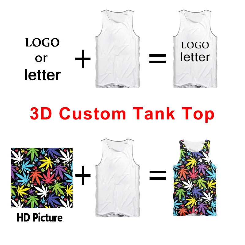 EU US Size Customized Men S TANK TOP DIY Your Own Design Unique 3D Gym Vest Singlets Fitness ärmlösa Tee Shirts Drop 220707