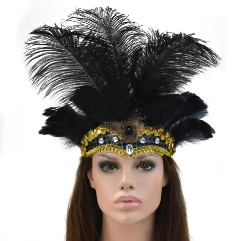 Vrouwen pailletten veer hoofdband show Halloween Dancing Party Headpiece 220720