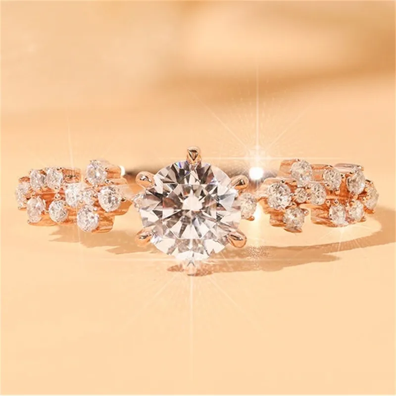 빈티지 약혼 반지, 클러스터 밴드 다이아몬드 기념일 신부 반지, 아르 데코, 실버 로즈 골드