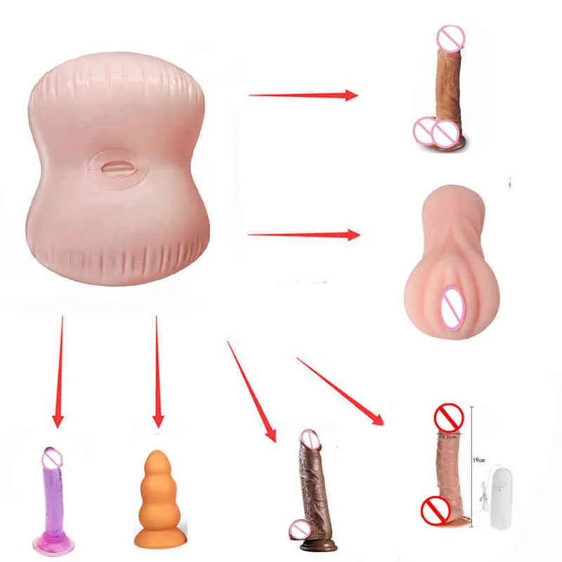 Nxy gode Camatech Strapon oreiller gonflable masturbation pour hommes femme chaise d'équitation avec coussin de plug anal détachable sexe T74312891388312