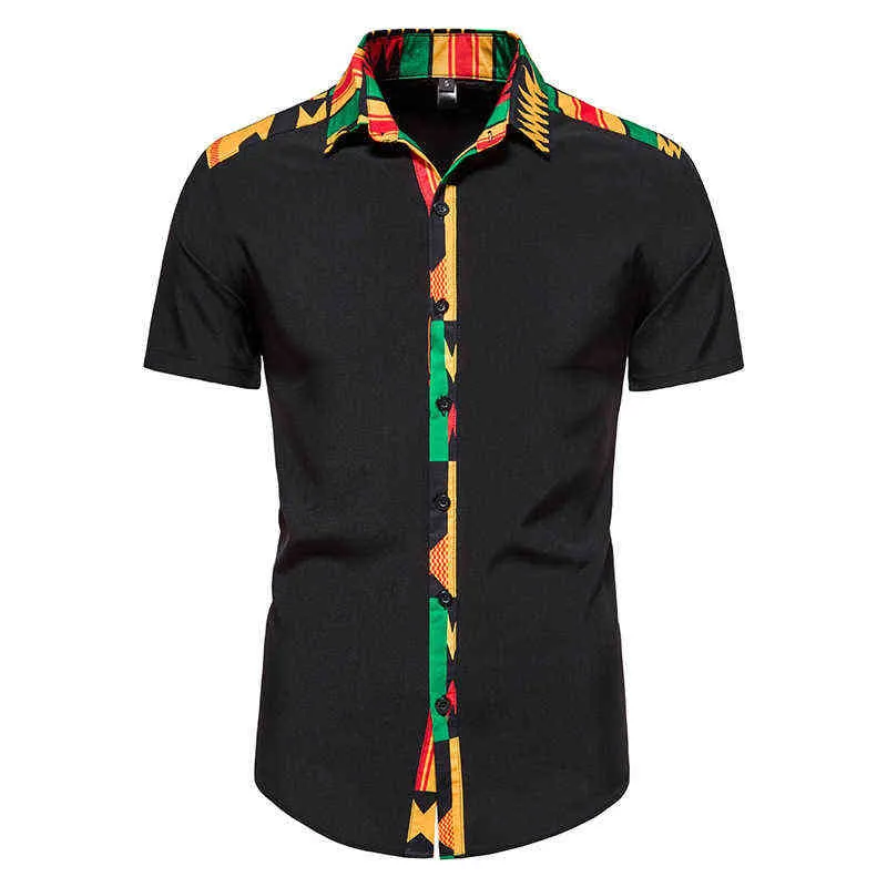 Camicia Dashiki nera Uomo Abbigliamento africano 2022 Marca Stampa africana Camicie eleganti da uomo Hip Hop Streetwear Camicia casual da uomo Chemise L220704