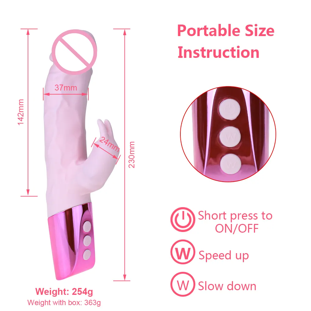 Realist Dildo Rabbit Vibrator Dual Vibration G-Spot Massager Vagina Clitoris Sexiga leksaker för kvinnlig kvinnlig Masturbator Uppladdningsbar