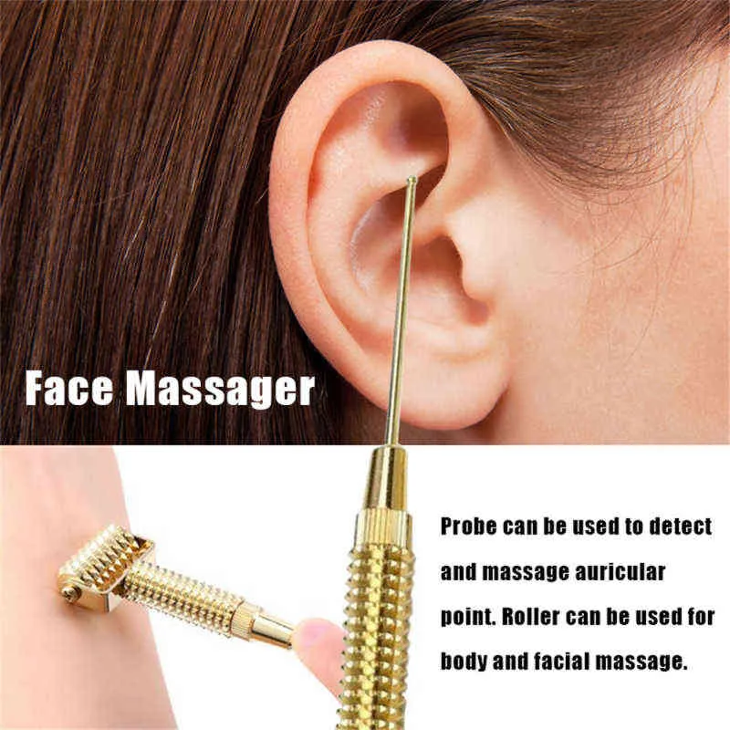 Face Massager Ear Acupoints Probe Acupuncture Points Needle Facial Tightening Slimming Spring Roller Double Chin Removal 220512