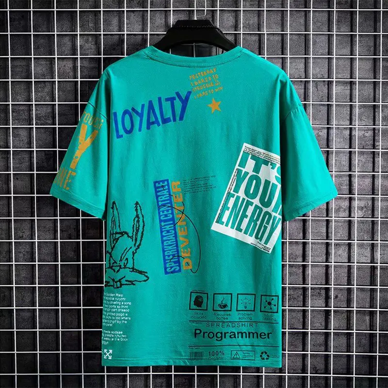 夏の男性S Tシャツハラジュクファッション韓国韓国印刷半袖ops eeカジュアル服のストリートウェアレンド220618
