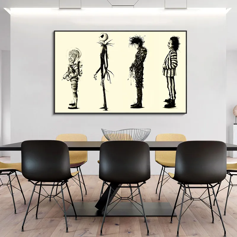 Edward-SCISSorhands Movie Poster Canvas Målning Heminredning Tim-Burton Movie Pictures Canvas Print Wall Art Decor Hogar Moderno