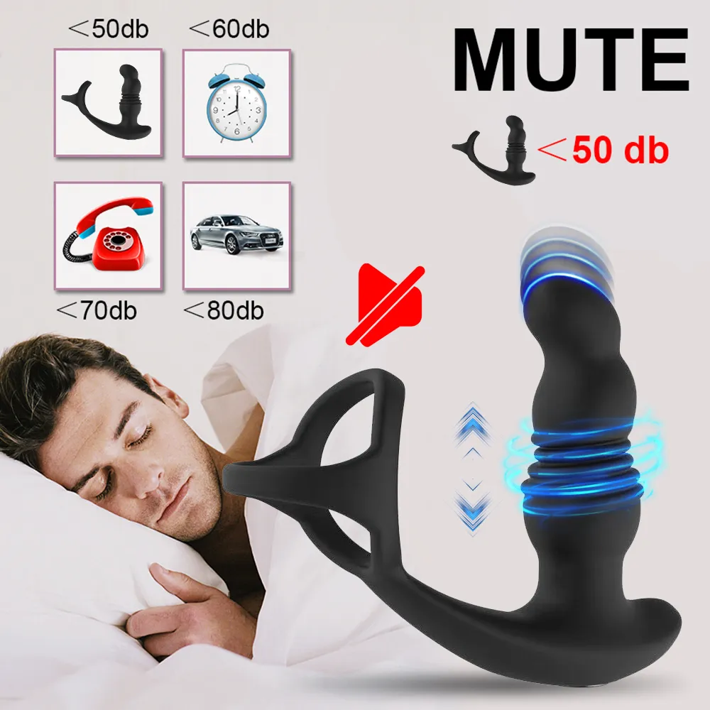 Telescópico Anal Butt Plug Penis Ring Vibrator For Men Masturbator Prostate massager Dildo Women sexy Toys Couples Gays