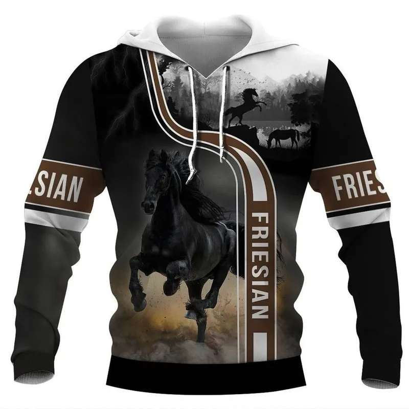 Horse Horse Animal Hoodie 3D All Printed Harajuku Style Syted Pullover dulver Loose Mens Drop 220725