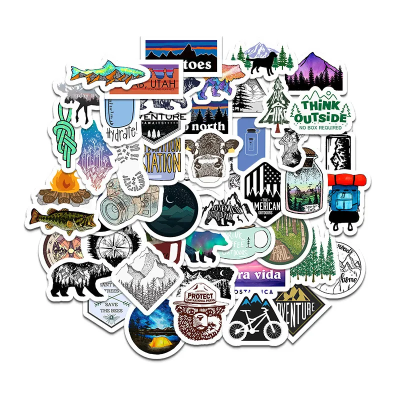 Waterproof 10 30 Camping Landscape Stickers Outdoor Adventure Climbing Travel Waterproof Sticker to Suitcase Laptop Bicycle 273i