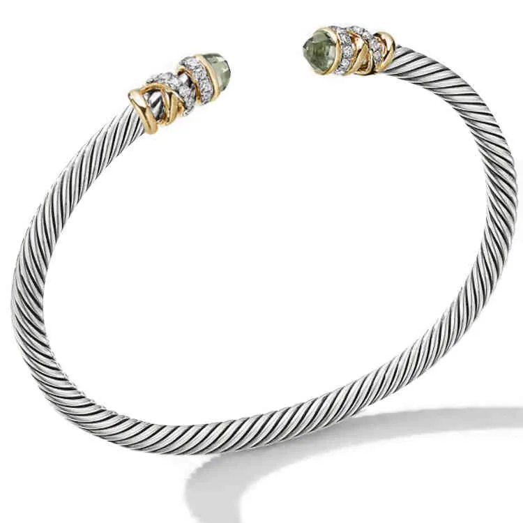 Joias da moda pulseira feminina corda de aço incrustada com manchas Haoshi aço 18K ouro aberto Bracelet8521486
