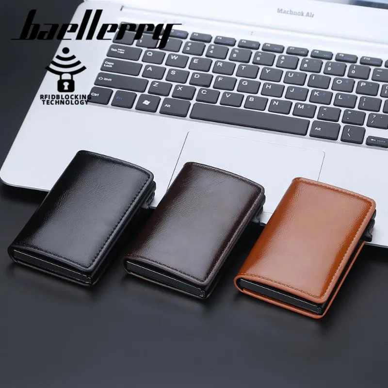 Uchwyty karty Uchwyt spersonalizowany Portfel RFID Black Pu skóra Slim Mini Portfel Torka Mała Money Mężczyzna PasteScard2536