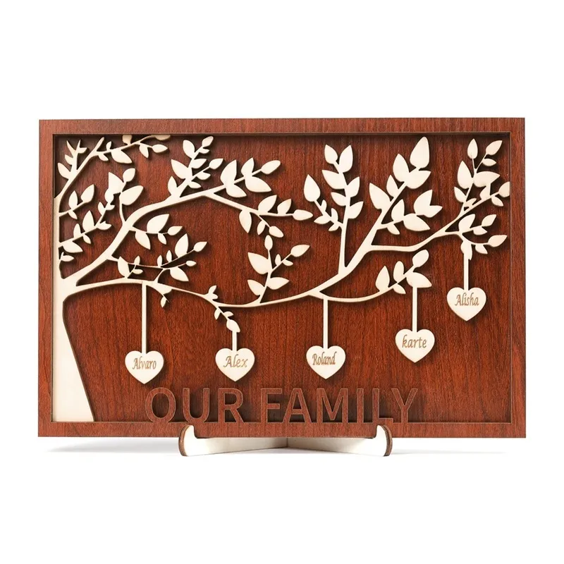 Personalized Tree Mothers Fathers Day Custom Name Wall Art Decor Family Names Sign Gift for Mom Grandma 220711