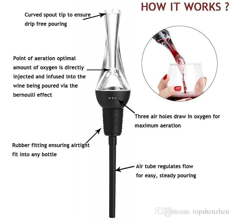 Bar Tools  Wine Aerator Pourer Premium Aerating Pourers and Decanter Spout Decanter Essential With Gift Box For Improved Flavor Enhanced Bouquet