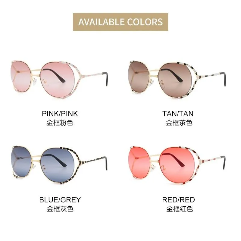 Солнцезащитные очки, модный бренд, дизайнерская краска, металлическая оправа, большие круглые очки с УФ-защитой, градиентные оттенки, женские стильные необычные очки Eyeg230C