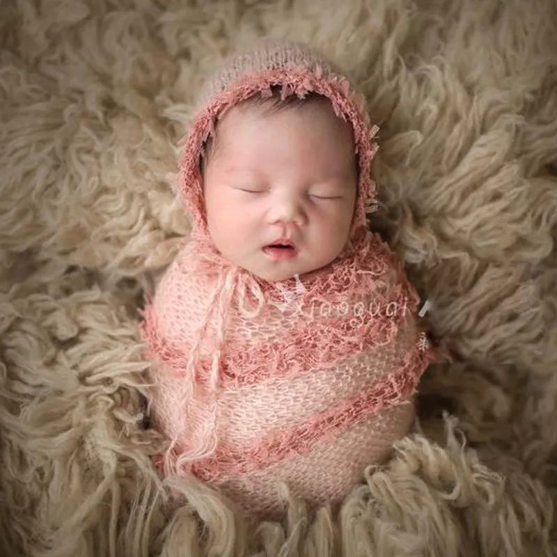 Born Pography Props Couverture Mohair Wrap Swaddling Pography Hat Backdrop Babies Po Shoot Accessoires 220524