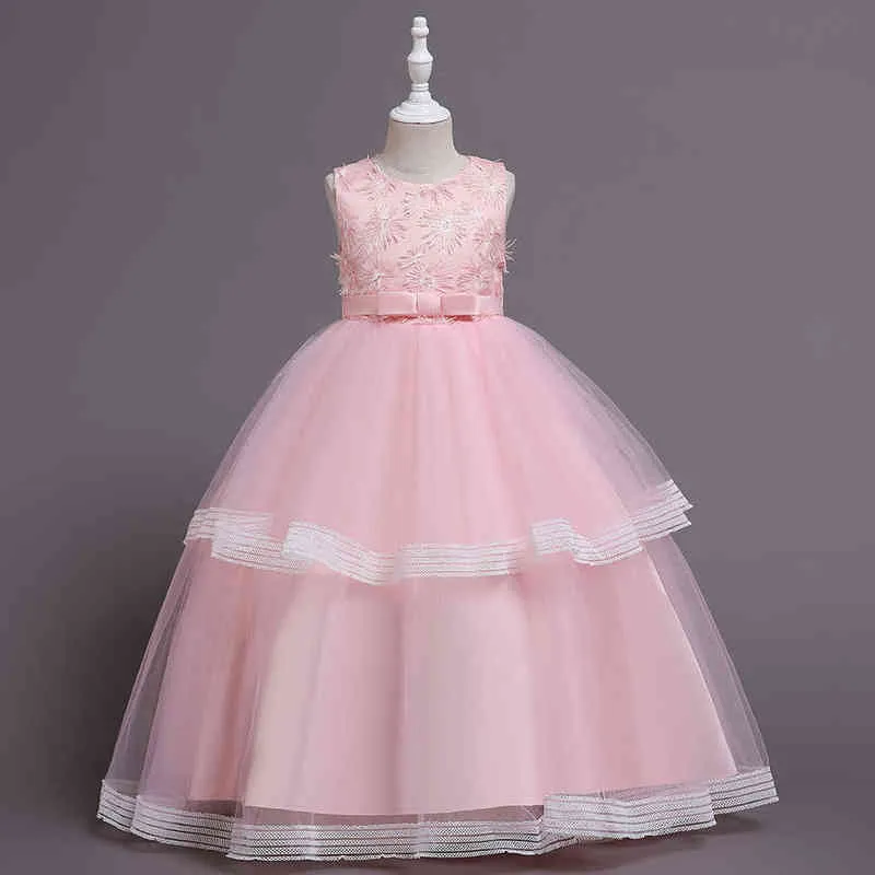 Blumen Stickerei Kinder Sommer Kleider Für Mädchen Kostüm Hochzeit Party Formale Prinzessin Kleider Kinder Kleidung 3 8 12 Jahre Y220510