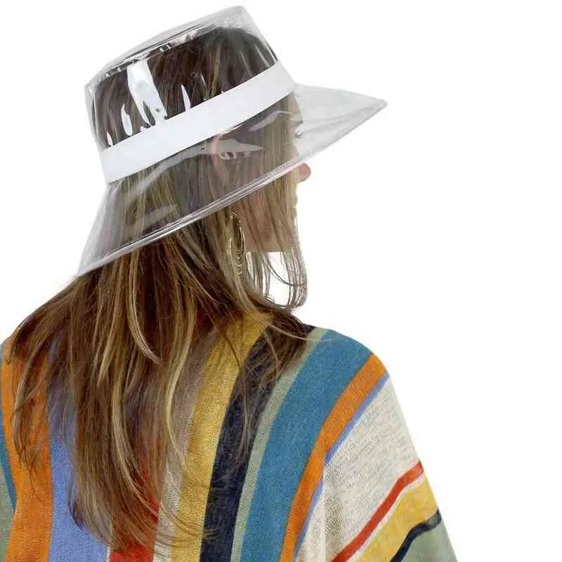 Verão feminino trilby borda larga macio claro pvc chapéu transparente fedora praia sol balde chapéu de chuva de plástico l220805312a