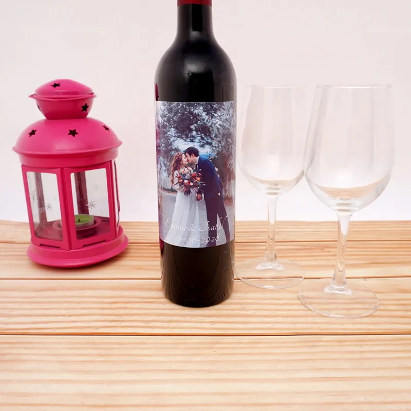 مخصصة مخصصة للزوجين صورة لملصقات الملصقات أغلفة النبيذ زجاجة زجاجة عيد ميلاد الديكور 220613