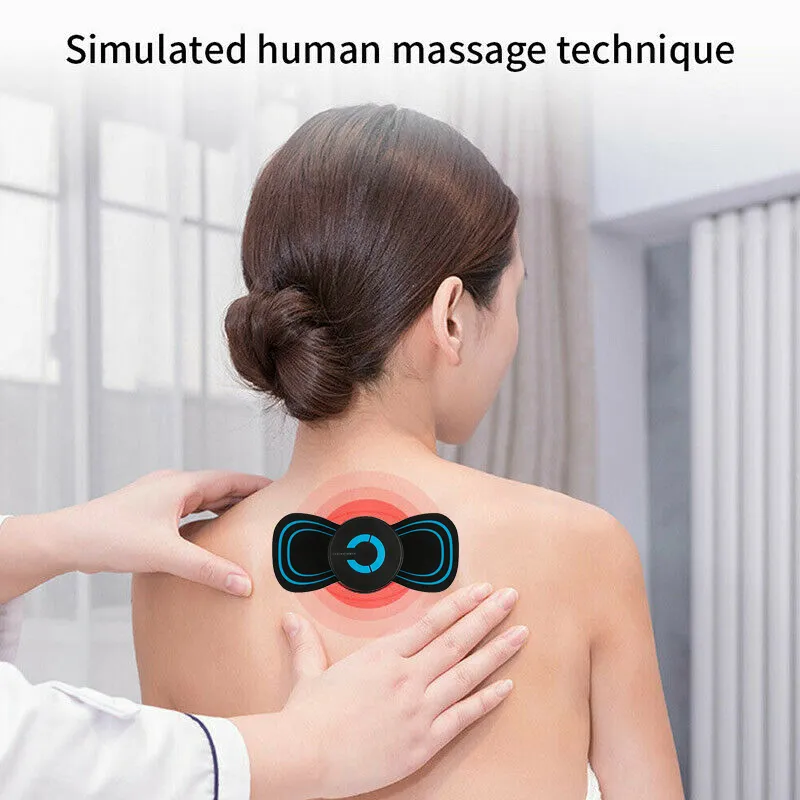 Bärbar Mini Electric Neck Back Body Massager Cervical Massage Stimulator Pain Relief Massage Patch med USB laddningskabel 220426