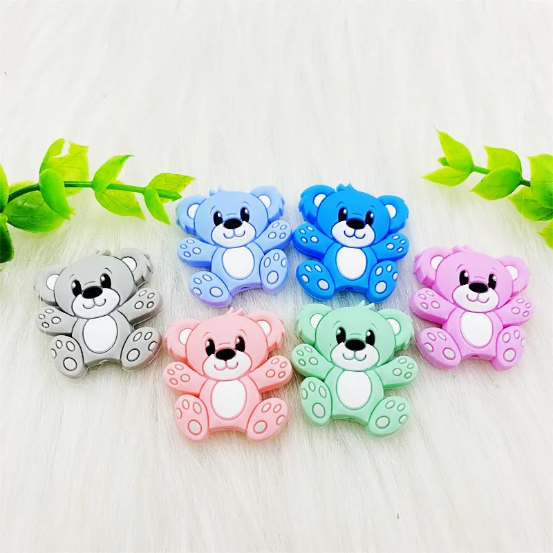 Cartoon Animal Silicone Beads Lion Cat Patrol BPA-free Baby Teether DIY Accessories Baby Teething Necklace 220507