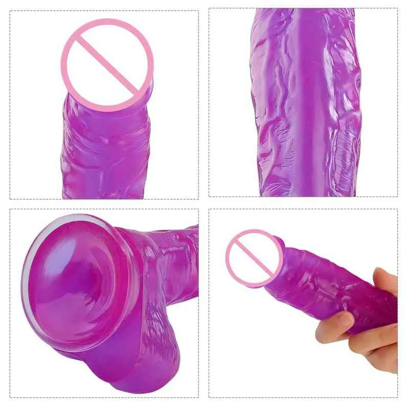 Nxy Dildos Purple Crystal Large Penis Sucker Stud Female Masturbation Inverted Model Lala Fun Toy 0316