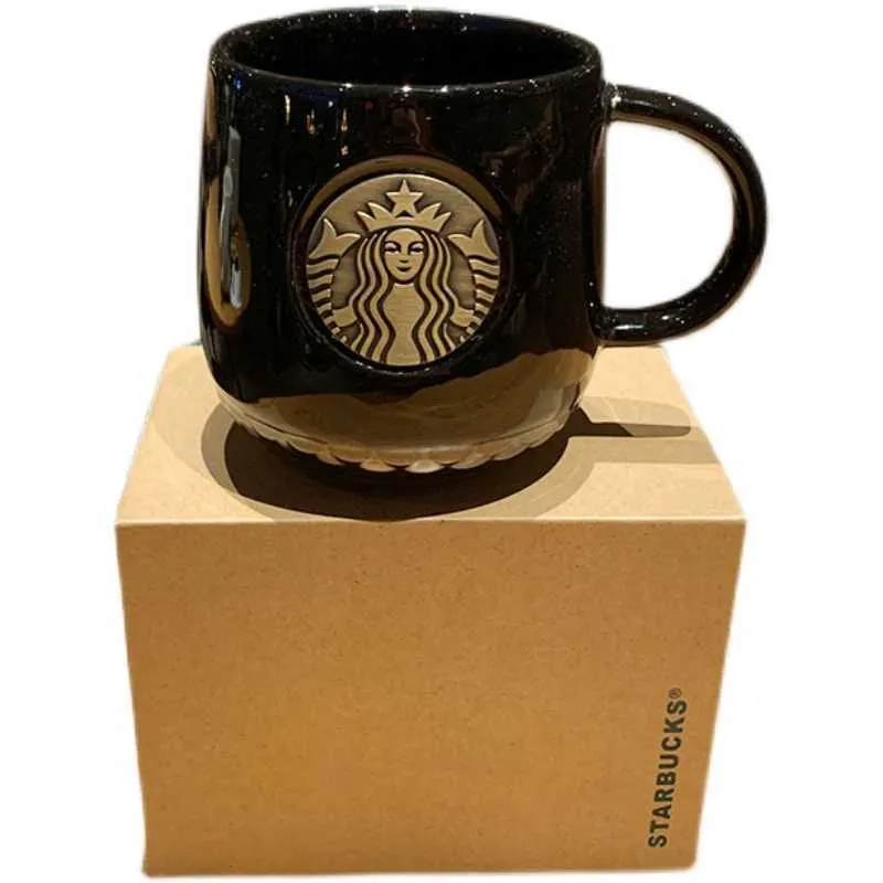 Starbucks Mug Classic Black And White Goddess Bronze Medal Ceramic Coffee Cup  Gift Box For Cup Water Cup Large Capacity From Nstarbuckscup, $19.81