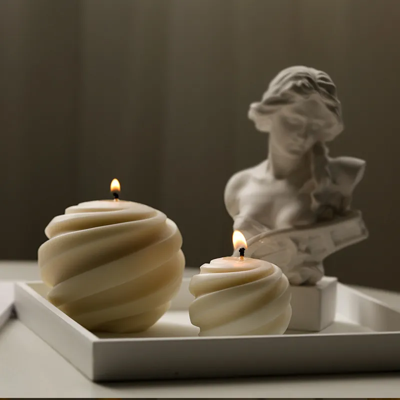 Bola de escultura em espiral de molde de vela de silicone