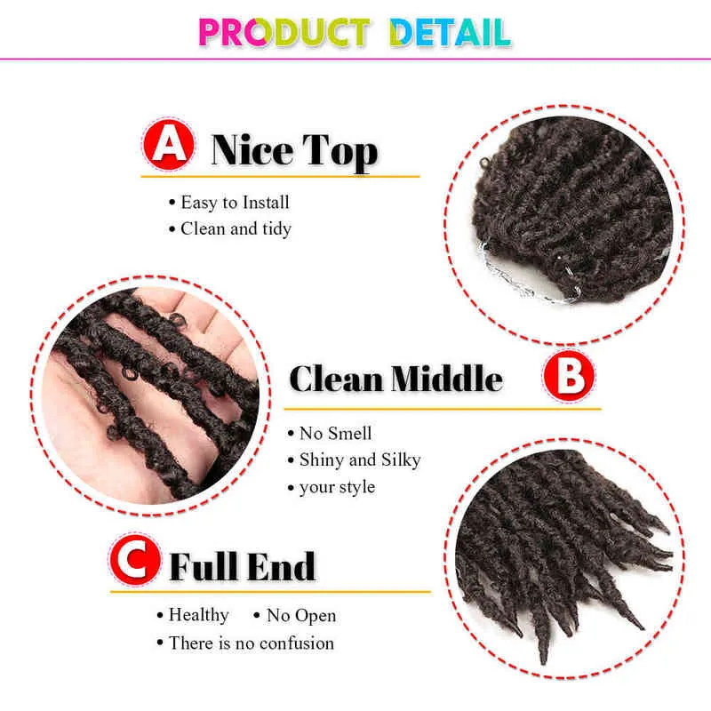 22" Long Butterfly Locs Crochet Hair Synthetic Pre-Twisted Bob Soft Faux Braids Extensions Expo City 220610