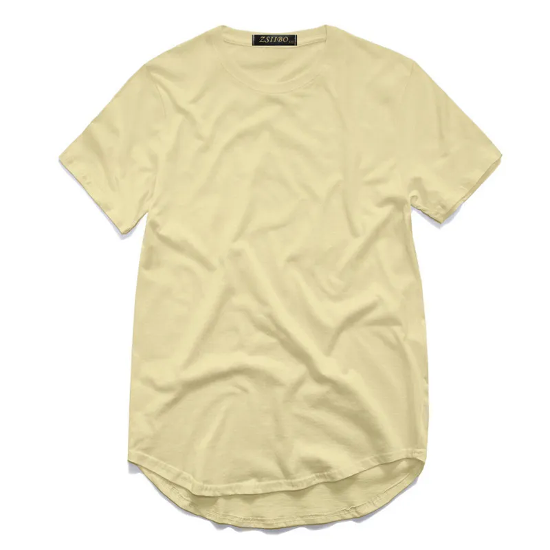 Zsiibo TX135C Erkek T Shirt Genişletilmiş Yuvarlak Süpürme Tişört Kavisli Kevnik Hip Hop Kentsel Blank Sokak Giyim 220526