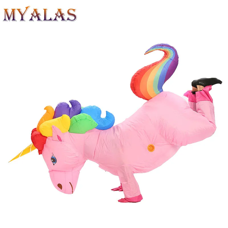 Costume da bambola mascotte Costumi gonfiabili unicorno donne adulte Uomini Pegasus Halloween Horse Pony Carnival Teen Party Full Body Outfit Suit