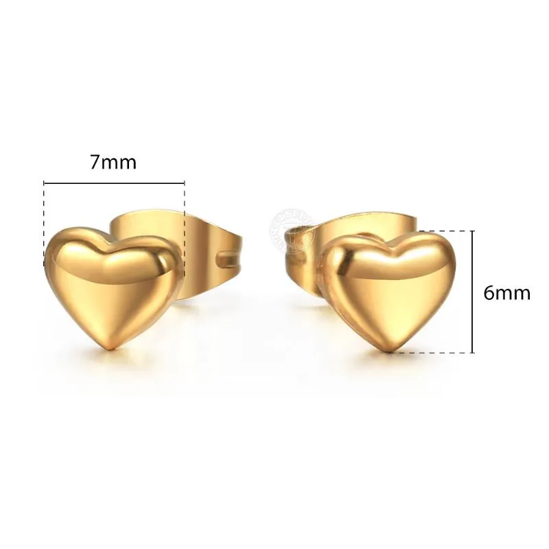 Stud Orecchini a cuore d'oro vintage oro donne Girls inossidabile acciaio Love donazioni di festa di nozze HDE69 3128