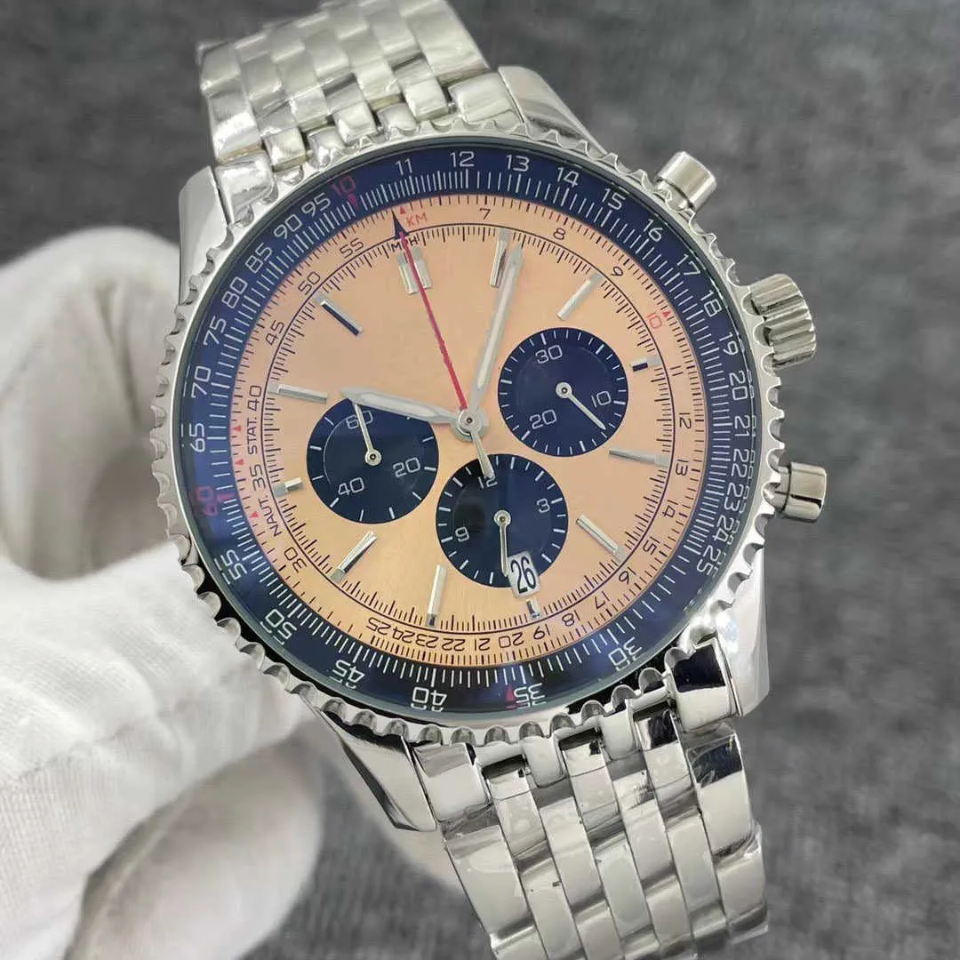 46 mm Nowy B01 wysokiej jakości navitimer zegarek chronograf kwarcowy stalowa limitowana czarna tarcza 50. rocznica mężczyzn zegarek ze stali nierdzewnej Str2940