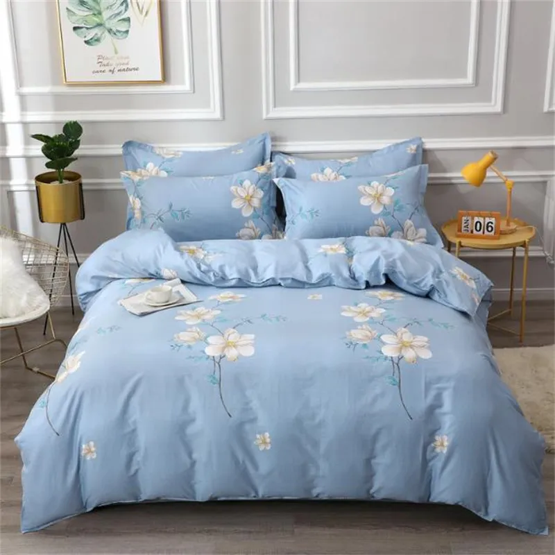 Nordic Style Flower Printing ONEpiece Bedroom Cover Soft Quality Washed Cotton Bed Quilt Duvet Cover 220616