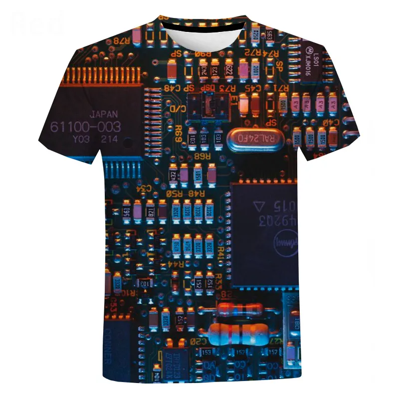 Puce électronique Hip Hop T-shirt Hommes Femmes 3D Machine Imprimé T-shirt surdimensionné Harajuku Style Été À Manches Courtes Tee Tops 220618