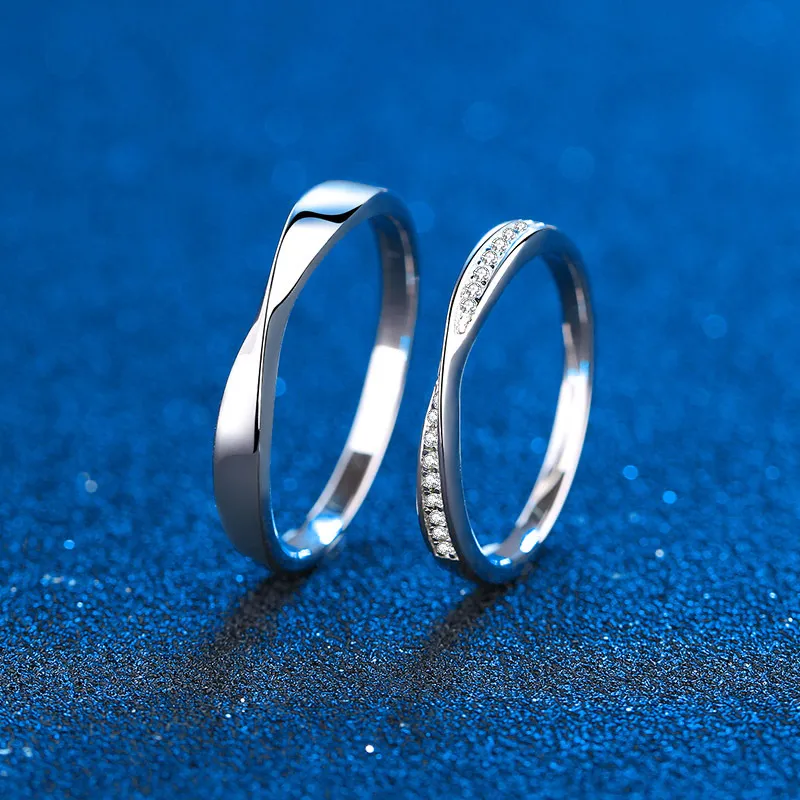 Conjunto de anillos de boda clásicos para él y para ella, anillos a juego para mujeres, anillo de compromiso, conjuntos nupciales, joyería de plata esterlina 2208135882870