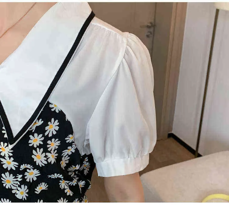 Pregnant Women Summer Chiffon Dress Short Sleeve TurnDown Collar Maternity Floral Dress Long Loose Pregnant Woman ALine Dress J220628