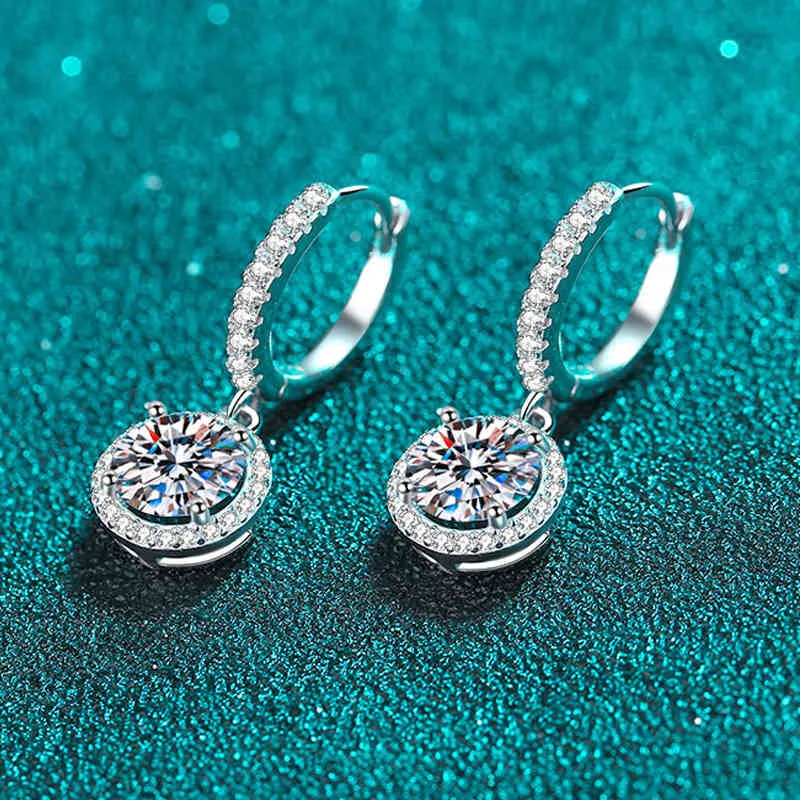 Smyoue Orecchini a goccia Moissanite 2ct in oro bianco donne Sparkling D Color Gem Lab Diamond Earring S925 Sterling Silver