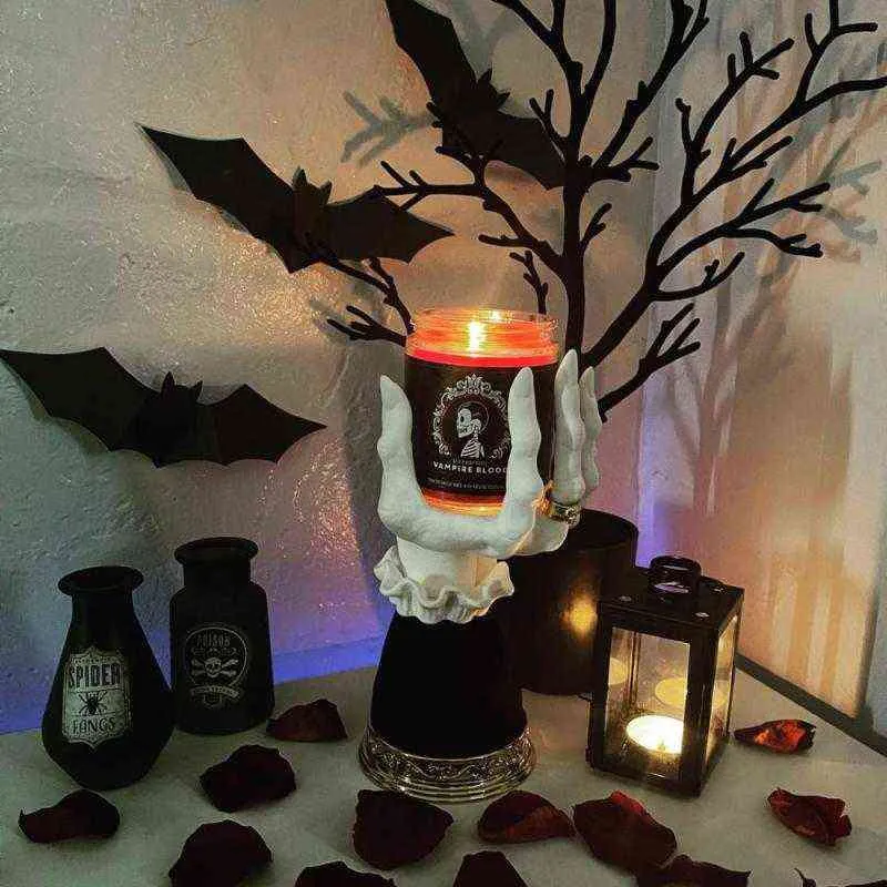 Resina Bruxa Candlestick Creative Ghost Hand Palm Candle Settle for Halloween Decorativo Candlestick Artes de arte Ornamentos H2209821764