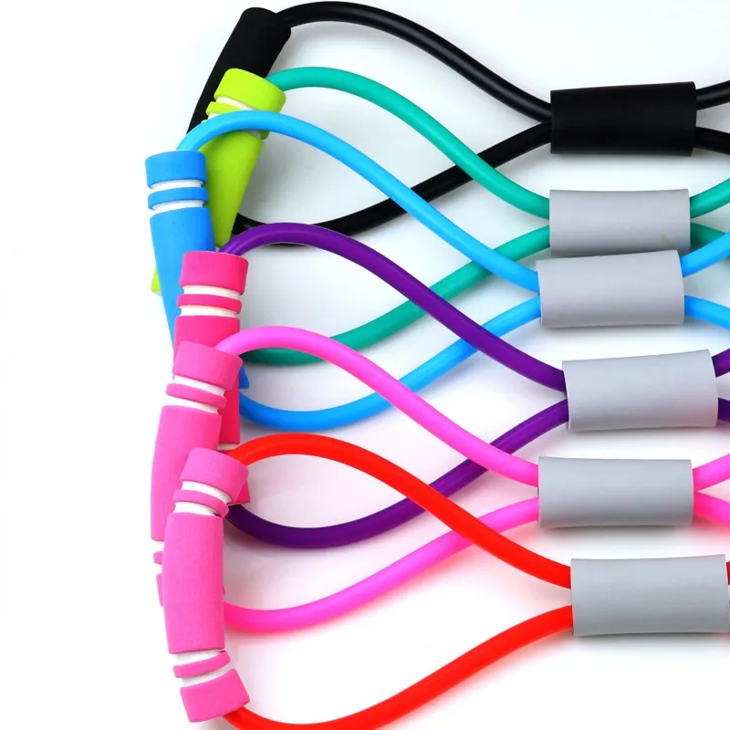 Integrierte Fitnessausrüstung Hot Yoga Gum Fitness Widerstand 8 Wort Brust-Expander-Seil Workout Muskeltraining Gummi-Elastikbänder für Sportübungen