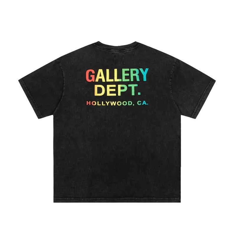 Designer T-shirts Heren Truien Hoodies 2024 zomer Gallerry deptt gebruikt waswatergradiënt G-vormige zak Casual korte mouw batch YH72 D7Q1