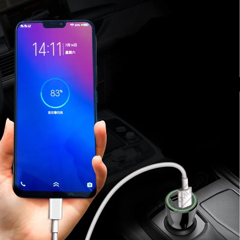 Chargeur de voiture Charge rapide QC3.0 SCP PD Type C 36W Chargeurs USB rapides universels pour iPhone pour téléphone Samsung avec paquet de sac OPP