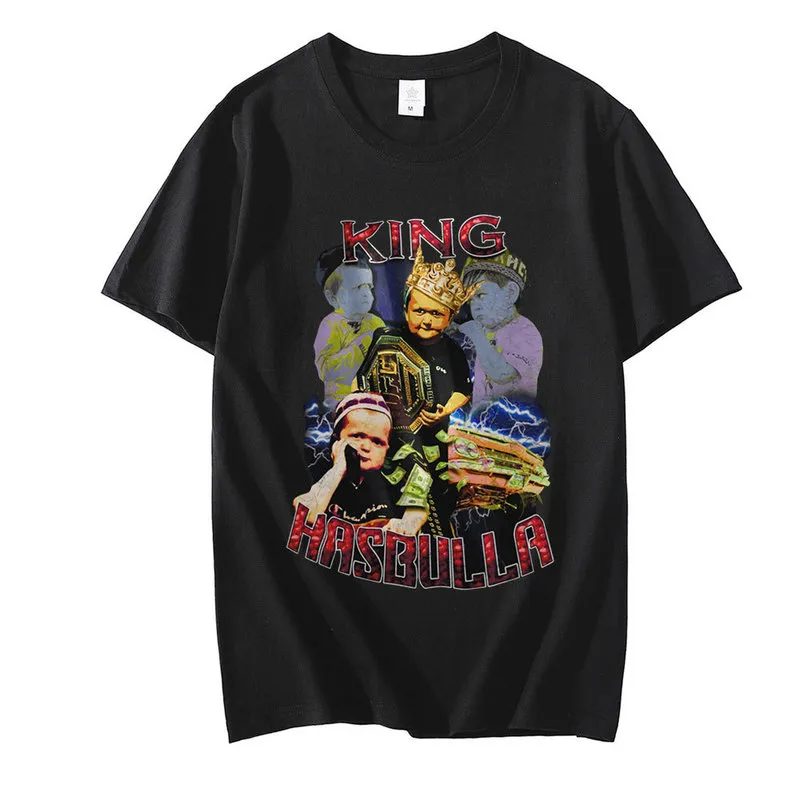 Hasbulla keçi gangster komik savaşçı erkek tişört büyük boy yaz kısa kollu baskılı grafik gömlek pamuklu erkek giyim 220520