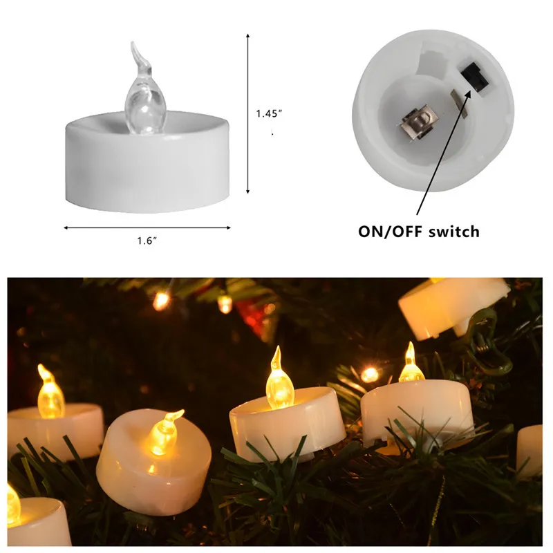 12 -кратная электронная рождественская елка Свечи мерцающие светодиодные чайные батарея управляют прикроватной ночной лампой.