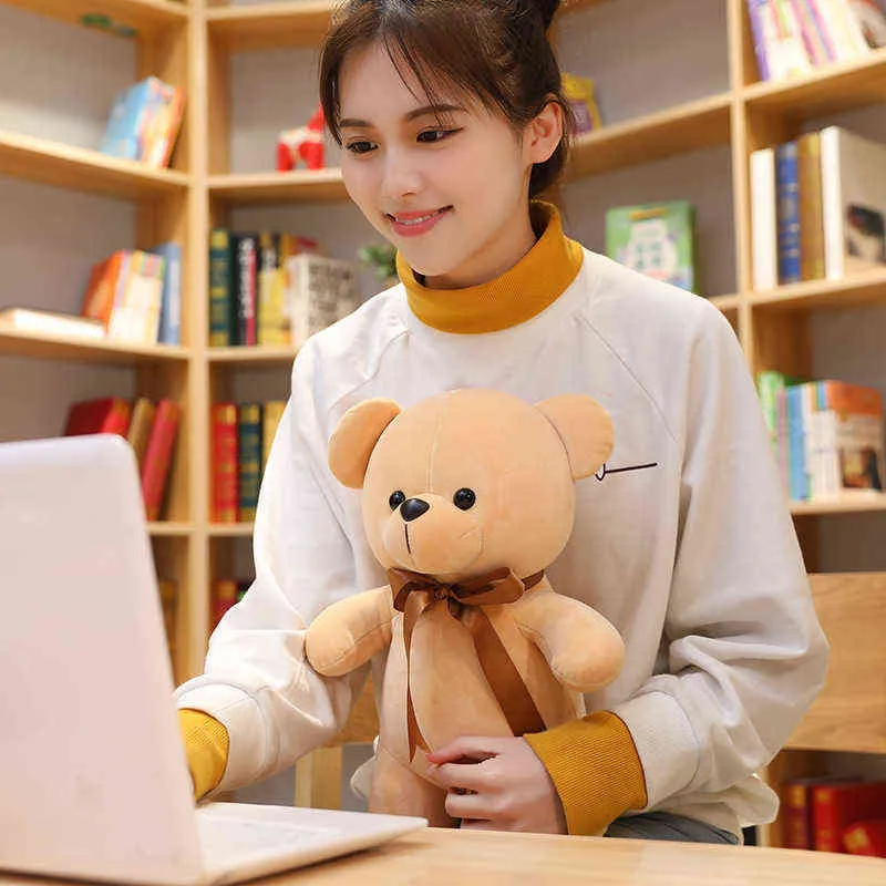 PC CM KAWAII TEDDY BEAR MED TIE PLUSH Toy Cuted Fylld Soft Down Cotton Animal Dolls For Children Best Birthday Present J220704