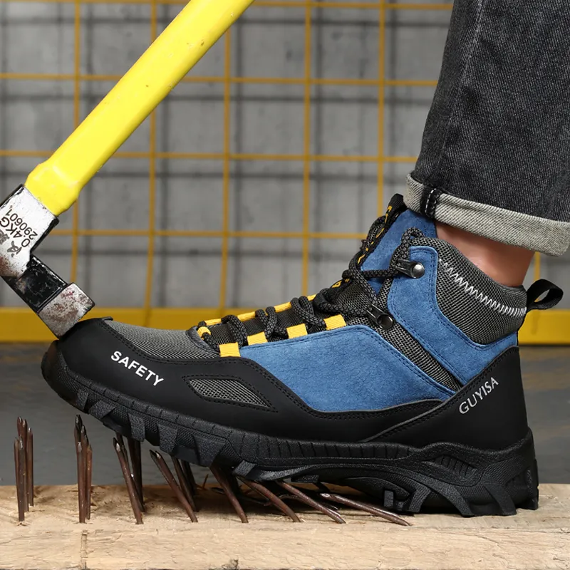 2022 Yeni Kış Ayakkabı Çalışma Sneakers Erkek Koruyucu Ayakkabı Mavi Güvenlik Ayakkabı Erkekler Çelik Burun Çalışma Çizmeler Delindir Korumalı Erkekler