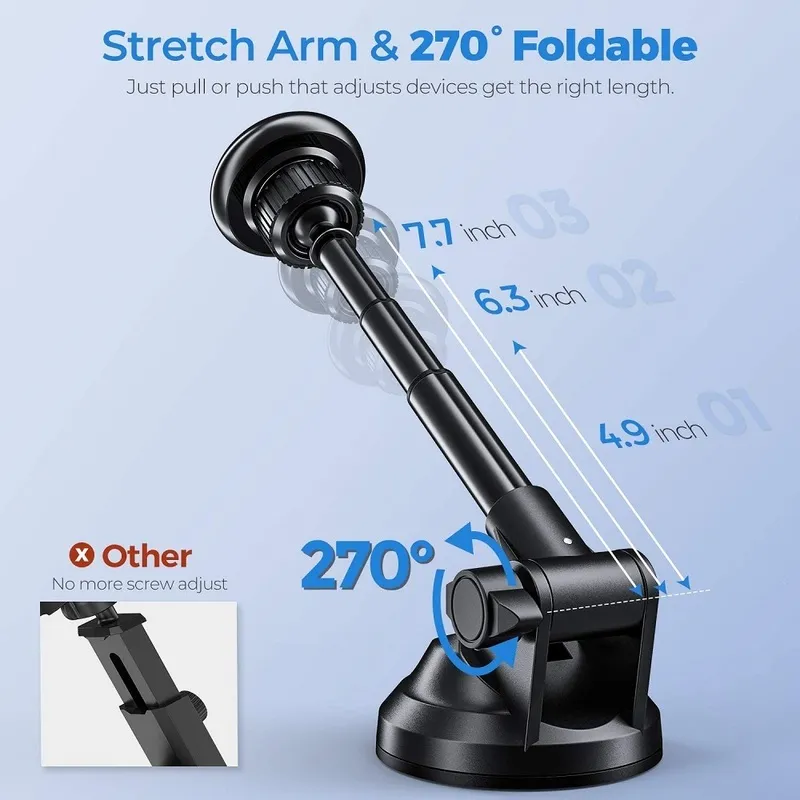 Magnetic Car Phone Mount Universal Suction Cup Holder Magnet Mobile Support Stand för 12 11 x S10 220620